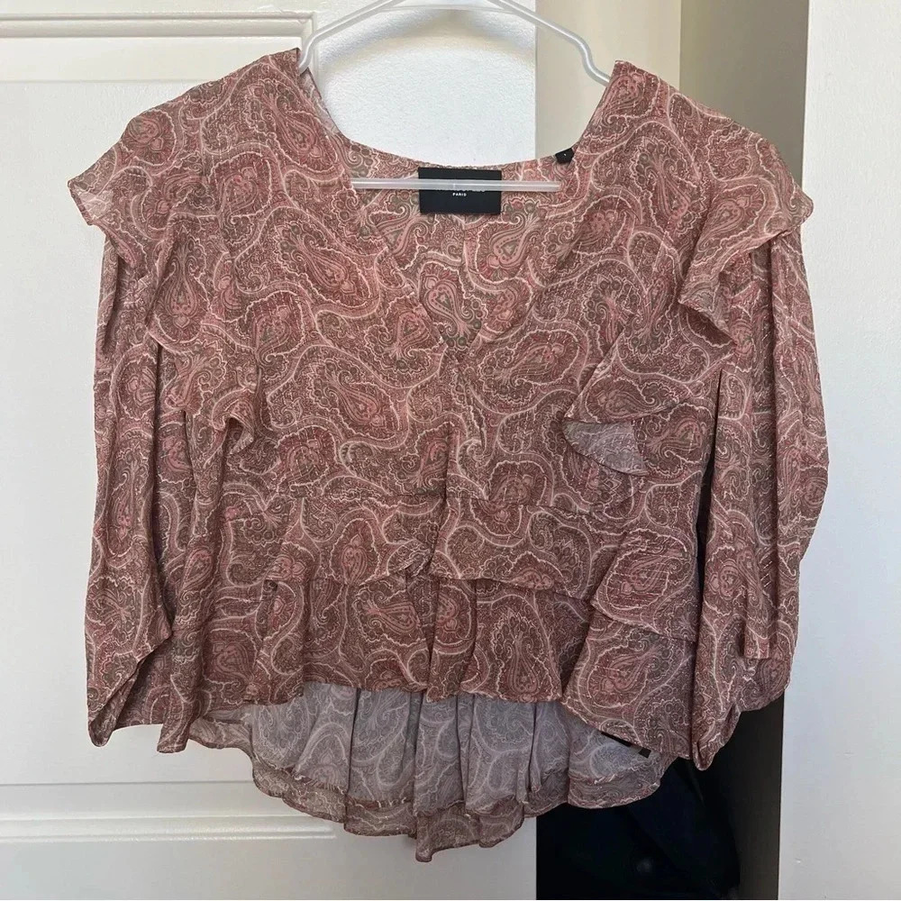 The Kooples Printed Ruffle Top- Size 1; Never Worn